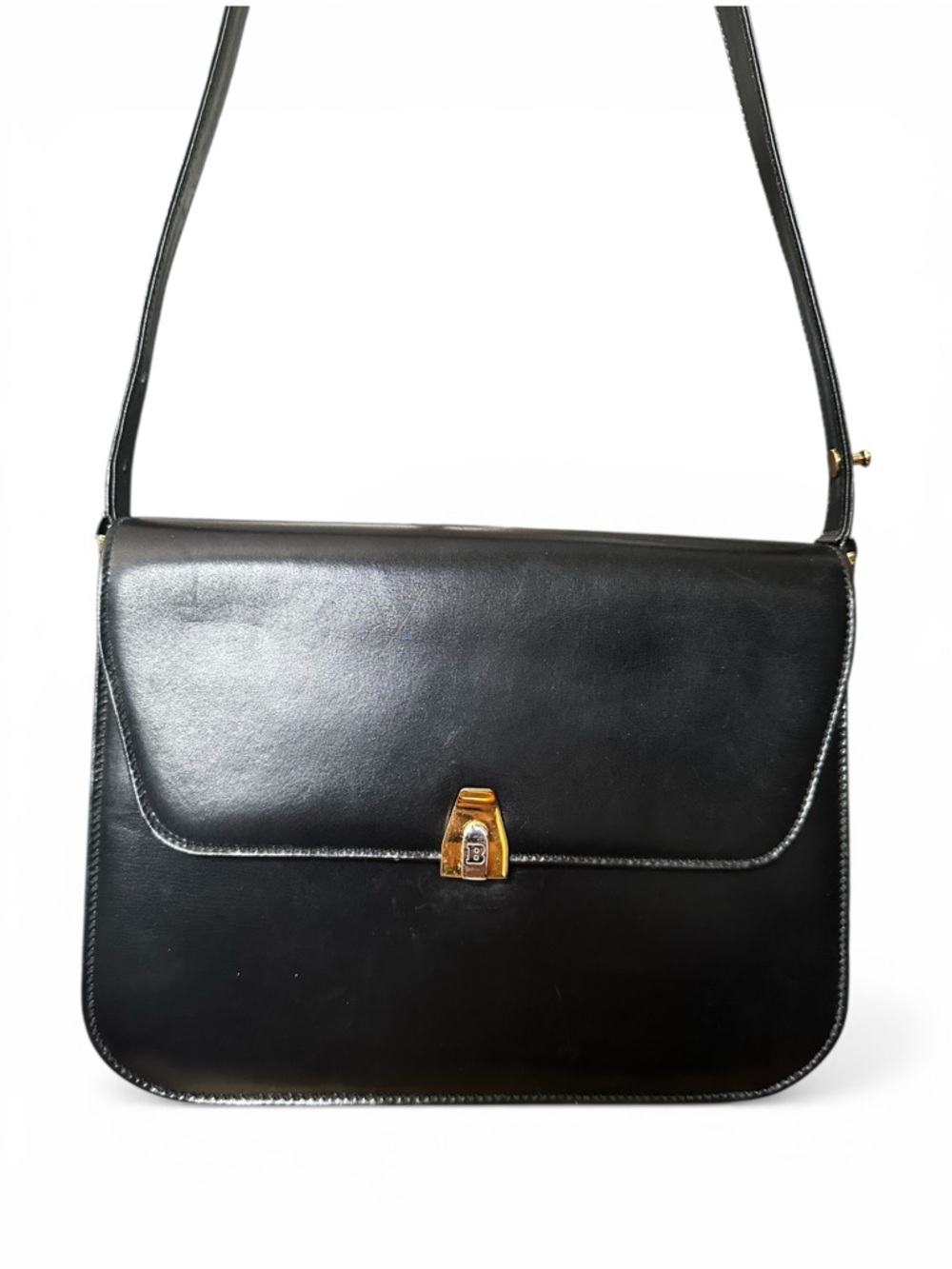 Bally Vintage Black Leather Structured Shoulder Bag - Picture 1 of 13